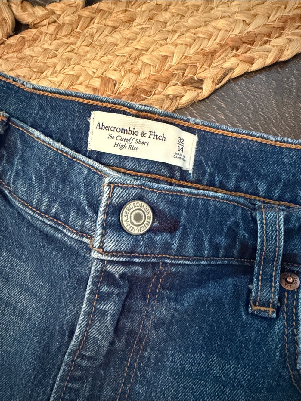 Abercrombie & Fitch Distressed Cutoff Denim Shorts in Light Wash and Dark Wash - Picture 2 of 6